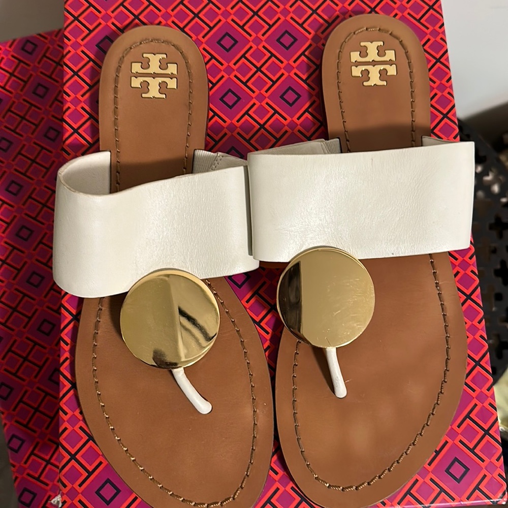 Tory Burch white sandals